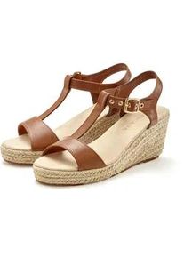 Sandalette Lascana "Sommerschuh", Damen, Gr. 36, braun, Obermaterial: 100% Lederimitat. Decksohle: 100% Textilmaterial. Futter: 100% Textilmaterial. Laufsohle: 100% Synthetik, unifarben, Schuhe Sandalette, Sandale, Sommerschuh mit Keilabsatz VEGAN