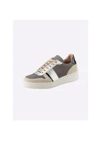 Sneaker Heine, Damen, Gr. 41, grau (taupe, beige), Glattleder, Leder, Synthetik, Textil, Veloursleder, Schuhe Sneaker