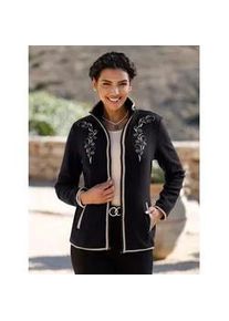 Fleecejacke Classic Basics, Damen, Gr. 38, schwarz (schwarz, sesam), 100% Polyester, gebl&uuml;mt, gemustert, mehrfarbig, Jacken Fleecejacke