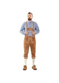 Trachtenlederhose Alessandro Salvarini "ASSeppl", Herren, Gr. 52, Normalgr&ouml;&szlig;en, hellbraun, 100% Rindsleder, Hosen, Lederhose aus Echtleder mit Tr&auml;ger im traditionellen Stil