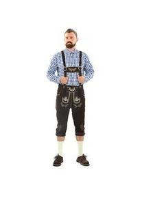 Trachtenlederhose Alessandro Salvarini "ASGustl", Herren, Gr. 48, Normalgr&ouml;&szlig;en, braun (dunkelbraun), 100% Rindsleder, Hosen, Lederhose in Trachtenstil mit Stickerei und Tr&auml;gern aus Echtleder