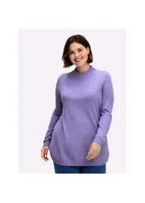 Longpullover Classic Basics "Longpullover", Damen, Gr. 48, lila (lavendel), 100% Polyacryl, unifarben, Pullover Longpullover