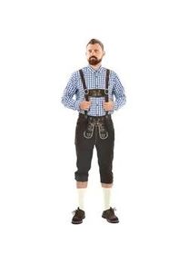 Trachtenlederhose Alessandro Salvarini "ASSeppl", Herren, Gr. 52, Normalgr&ouml;&szlig;en, dunkelbraun, 100% Rindsleder, Hosen, Lederhose aus Echtleder mit Tr&auml;ger im traditionellen Stil