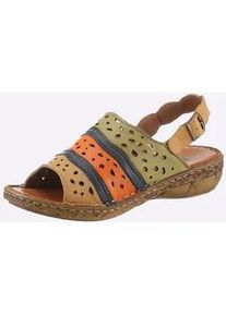 Sandale, Damen, Gr. 39, gr&uuml;n (gr&uuml;n, orange), Glattleder, Schuhe Sandale