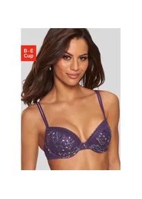 Push-up-BH Lascana "Mirabel", Damen, Gr. 75, Cup D, bunt (pflaume, bunt), Spitze, Obermaterial: 83% Polyamid, 9% Polyester, 8% Elasthan, BHs Push-up-BH, mit zarter, blumiger Stickereispitze, sexy Dessous