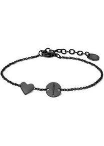 Armband Liebeskind Berlin "Schmuck Edelstahl Together Today Everyday Herz", schwarz, Armb&auml;nder, Damen, 21cm, Edelstahl, Armband