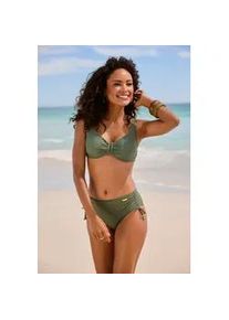 B&uuml;gel-Bikini-Top Lascana "Italy", Damen, Gr. 44, Cup F, gr&uuml;n (oliv), Microfaser, unifarben, Bikini-Oberteile, mit goldfarbigen Accessoire