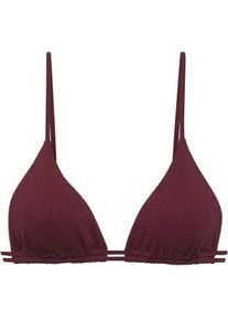 Triangel-Bikini-Top Copenhagen Studios "Nela", Damen, Gr. 42, Cup C/D, rot (weinrot), Rippware, Recycling-Polyamid, strukturiert, unifarben, Bikini-Oberteile, aus modischer Strukturware