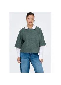 Strickpullover Only "ONLSIMONI 3/4 PULLOVER KNT NOOS", Damen, Gr. L, gr&uuml;n (balsam gr&uuml;n detail:melange), Strick, Obermaterial: 74% Polyacryl, 24% Polyester, 2% Elasthan, meliert, regular fit h&uuml;ftlang, Rundhals, weit, Pullover Strickpullover, Materialmix, regular fit