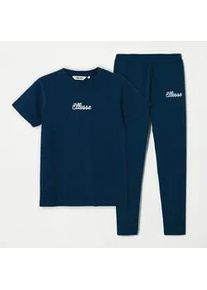 T-Shirt & Shorts Ellesse "SALETTA T-SHIRT & LEGGING SET", Kinder, Gr. 164 (14), navy, Obermaterial: 95% Baumwolle, 5% Elasthan, KOB Set-Artikel, f&uuml;r M&auml;dchen