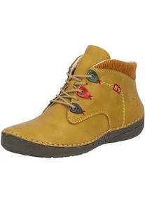 Schn&uuml;rboots Rieker, Damen, Gr. 38, ockergelb, Lederimitat, Textil, unifarben mit Farbeins&auml;tzen, Schuhe Schn&uuml;rboots, Stiefelette, High Top Sneaker mit Innenrei&szlig;verschluss