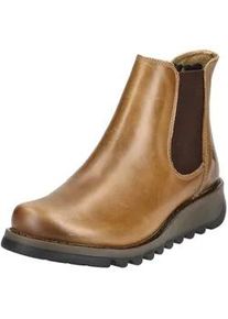 Stiefelette Fly London "Fly London Stiefelette Leder/Textil", Damen, Gr. 38, braun (camel), Leder, Textil, Schuhe Stiefelette
