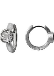 Paar Creolen Firetti "Schmuck Geschenk Silber 925 Ohrschmuck Ohrringe Kissen Solit&auml;r", silberfarben, kristallwei&szlig;, kristallwei&szlig;, Ohrringe, Damen, 14,7mm, Silber 925 (Sterlingsilber), mit Zirkonia (synth.)
