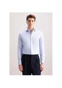 Flanellhemd Seidensticker "Schwarze Rose", Herren, Gr. M (39), normale &Auml;rmell&auml;ngen, blau, 100% Baumwolle, kariert, slim fit, 2-Knopf-Manschette, Hemden, Slim 1/1 Kentkragen Karo