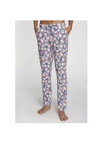 Pyjamahose Vivance DREAMS, Damen, Gr. 32/34, N-Gr, blau (blau, rosa, gebl&uuml;mt), Single Jersey, Obermaterial: 50% Baumwolle, 50% Viskose, gebl&uuml;mt, gerade lang, Hosen Pyjamahose, mit Sch&ouml;nem Allover-Muster