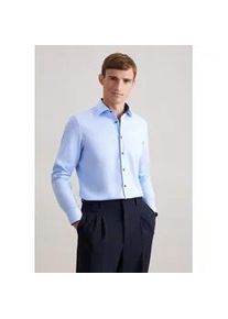 Businesshemd Seidensticker "Schwarze Rose", Herren, Gr. XL (44), normale &Auml;rmell&auml;ngen, blau, 100% Baumwolle, unifarben, skinny fit, 2-Knopf-Manschette, Hemden, X-Slim 1/1 Kentkragen Uni