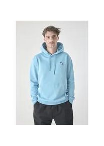 Kapuzensweatshirt Cleptomanicx "Classic Hooded Storm Gull", Herren, Gr. M, blau, 100% Baumwolle, bestickt, normal, ohne Ausschnitt, Sweatshirts, mit lockerem Schnitt