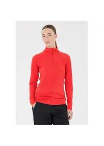 Langarmshirt WHISTLER "Blume", Damen, Gr. 42, rot, 92% Polyester, 8% Elasthan, unifarben, normal, Shirts Langarmshirt, mit Rei&szlig;verschluss und Stehkragen