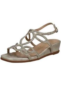 Keilsandalette Alma en Pena "Alma en Pena Sandalen Textil", Damen, Gr. 39, gold, Textil, Schuhe