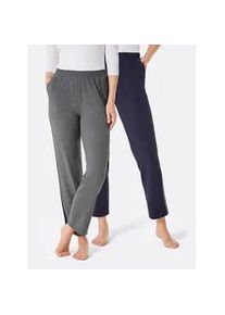 Wellnesshose feel good, Damen, Gr. 18/19, Kurzgr&ouml;&szlig;en, blau (marine, anthrazit, meliert), 95% Baumwolle, 5% Elasthan, gemustert, gestreift, unifarben, Hosen