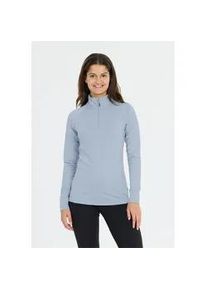 Langarmshirt WHISTLER "Blume", Damen, Gr. 42, stahlblau, 92% Polyester, 8% Elasthan, unifarben, normal, Shirts Langarmshirt, mit Rei&szlig;verschluss und Stehkragen
