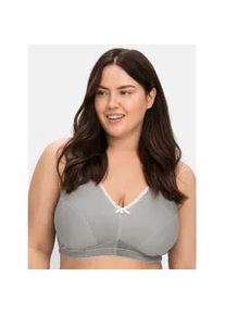 B&uuml;gelloser BH sheego, Damen, Gr. 105, Cup D, grau (anthrazit, wei&szlig;), 95% Baumwolle, 5% Elasthan, BHs