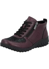 Sneakerboots Rieker, Damen, Gr. 38, lila (brombeere, schwarz), Lederimitat, Schuhe Sneakerboots, High Top Sneaker, Schn&uuml;rboots, Stiefelette mit weichem Schaftrand