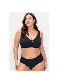 Entlastungs-BH sheego, Damen, Gr. 120, Cup C, blau (marine), 95% Baumwolle, 5% Elasthan, Netzmaterial:100% Polyamid, Spitze:10% Elasthan, 90% Polyamid, BHs Entlastungs-BH