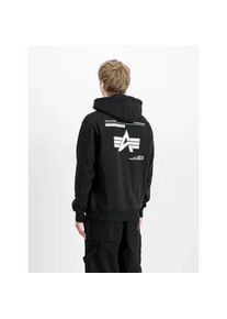 Kapuzensweatshirt Alpha Industries "Label Hoodie BP", Herren, Gr. XL, schwarz, angeraute Sweatware, Obermaterial: 80% Baumwolle, 20% Polyester, bedruckt, regular fit normal, Rundhals, Rippb&uuml;ndchen, Sweatshirts