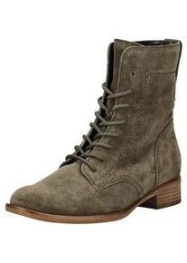 Schn&uuml;rstiefelette Gabor "Gabor Stiefelette Veloursleder", Damen, Gr. 40, olive, Veloursleder, Schuhe Schn&uuml;rstiefelette