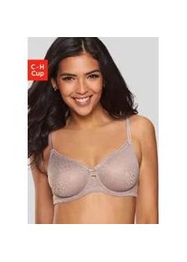 Minimizer-BH Nuance, Damen, Gr. 95, Cup E, beige (sand), Spitze, Obermaterial: 88% Polyamid, 12% Elasthan, BHs Minimizer-BH, mit B&uuml;gel aus sch&ouml;ner Allover-Jacquardspitze im angesagten Leo-Look