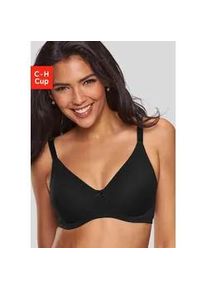 Minimizer-BH Nuance, Damen, Gr. 75, Cup D, schwarz, Trikot, Obermaterial: 50% Polyamid, 40% Baumwolle, 10% Elasthan, BHs Minimizer-BH, mit B&uuml;gel aus gemustertem Jacquard und weichem Trikot