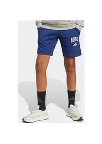 Shorts Adidas SPORTSWEAR "SEASONALS ESSENTIALS COLLEGIATE TYPOGRAPHY KIDS", Jungen, Gr. 176, N-Gr, blau (dunkelblau, wei&szlig;), Obermaterial: 70% Baumwolle, 30% Polyester, Hosen Shorts, f&uuml;r Kinder und Teens, sportlicher Stil, aus Baumwolle und Polyester