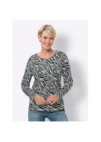 Langarmshirt Classic Basics "Langarm-Shirt", Damen, Gr. 40, schwarz (schwarz, ecru, bedruckt), 100% Baumwolle, bedruckt, gemustert, Rundhals, Shirts Langarmshirt
