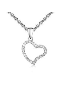 Kette mit Anh&auml;nger Firetti "Schmuck Geschenk Silber 925 Halsschmuck Ankerkette Herz", silberfarben, kristallwei&szlig;, Halsketten, Damen, Silber 925 (Sterlingsilber), L: 45 B: 1,1mm, Made in Germany - mit Zirkonia (synth.), B:1,1mm