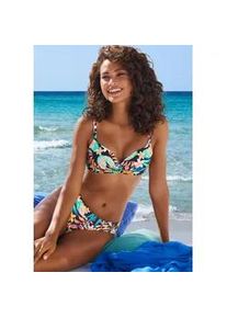 Triangel-Bikini-Top Sunseeker "Petit", Damen, Gr. 36, Cup B, schwarz (schwarz bedruckt), Obermaterial: 84% Polyamid, 16% Elasthan. Futter: 92% Polyester, 8% Elasthan. Wattierung: 100% Polyester, bedruckt, floral, Bikini-Oberteile, Mit modernem Print