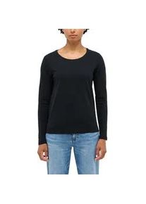 Langarmshirt Mustang "Damen Style Elly", Damen, Gr. XS, schwarz, Jersey, 100% Baumwolle, Rundhals, Shirts Langarmshirt
