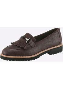 Slipper Heine, Damen, Gr. 38, braun, Leder, Veloursleder, Schuhe Slipper