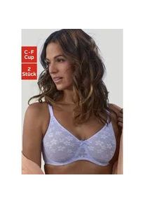 Minimizer-BH Petite Fleur, Damen, Gr. 95, Cup F, blau (hellblau, wei&szlig;), Spitze, Obermaterial: 85% Polyamid, 15% Elasthan, BHs Minimizer-BH, mit B&uuml;gel im attraktiven Doppelpack