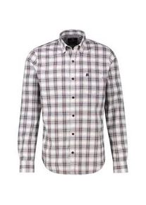 Langarmhemd Lerros "Kariertes Flanellhemd in &Uuml;bergr&ouml;ssen", Herren, Gr. 5XL, extraweit, wei&szlig; (broken wei&szlig;), 100% Baumwolle, Hemden