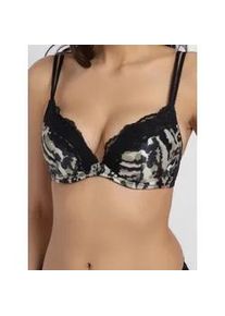 Push-up-BH Dorina "Origins Print", Damen, Gr. 90, Cup F, schwarz, Spitze, Obermaterial: 60% Polyamid, 21% Polyester, 19% Elasthan, bedruckt, BHs Push-up-BH, leicht gepolsterte Cups