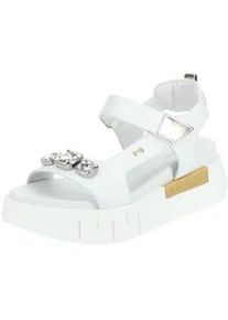 Riemchensandale Nero Giardini "Nero Giardini Sandalen Leder/Textil", Damen, Gr. 36, wei&szlig; (wei&szlig;, gold), Leder, Textil, Schuhe Riemchensandale