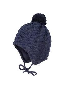 Strickm&uuml;tze MaxiMo, Jungen, Gr. 49, blau (dunkelmarine), Strick, Wolle, unifarben, M&uuml;tzen Strickm&uuml;tze, Wolle, gef&uuml;ttert, zum Binden, mit Bommel