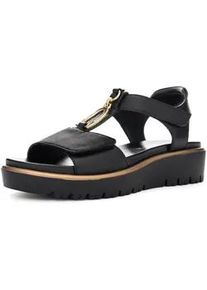 Keilsandalette Ara "Ara Sandalen Leder", Damen, Gr. 42, schwarz, Leder, Schuhe