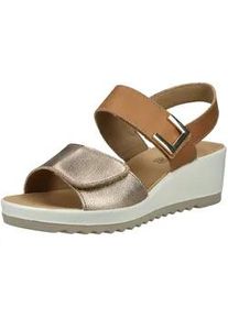 Keilsandalette IMac "IMac Sandalen Leder", Damen, Gr. 40, champagne, Leder, Schuhe