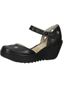 Keilpumps Fly London "Fly London Sandalen Leder", Damen, Gr. 40, schwarz, Leder, Schuhe