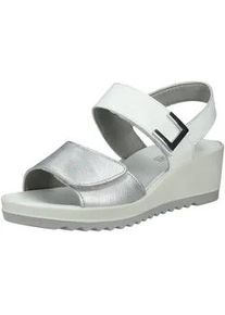Keilsandalette IMac "IMac Sandalen Leder", Damen, Gr. 39, silber, wei&szlig;, Leder, Schuhe