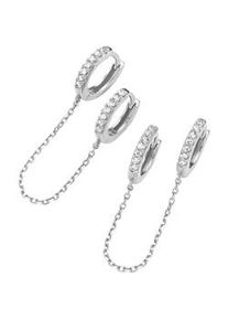 Paar Creolen "mit Zirkonia, Silber 925", silber, Giorgio Martello MILANO, Ohrringe, Damen, Silber 925 (Sterlingsilber)