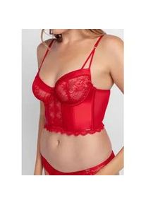 Bustier Dorina "Hasina", Damen, Gr. 85, Cup A, rot, Spitze, Obermaterial: 54% Polyamid, 37% Polyester, 9% Elasthan, unifarben, BHs Bustier, mit zarter Spitze und gl&auml;nzendem Satin, verstellbare Tr&auml;ger