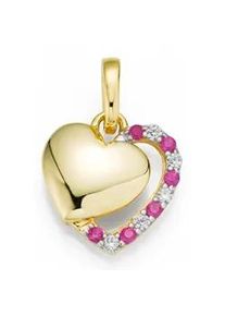Kettenanh&auml;nger Firetti "Schmuck Geschenk Gold 333 Halsschmuck Anh&auml;nger f&uuml;r Halskette Herz", rosa (gelbgoldfarben, wei&szlig;goldfarben, kristallwei&szlig;, rot, kristallwei&szlig;, rot), Schmuckanh&auml;nger, Damen, Gelbgold 333, 1,08 g, Kettenanh&auml;nger, mit Rubin, Zirkonia (synth.)